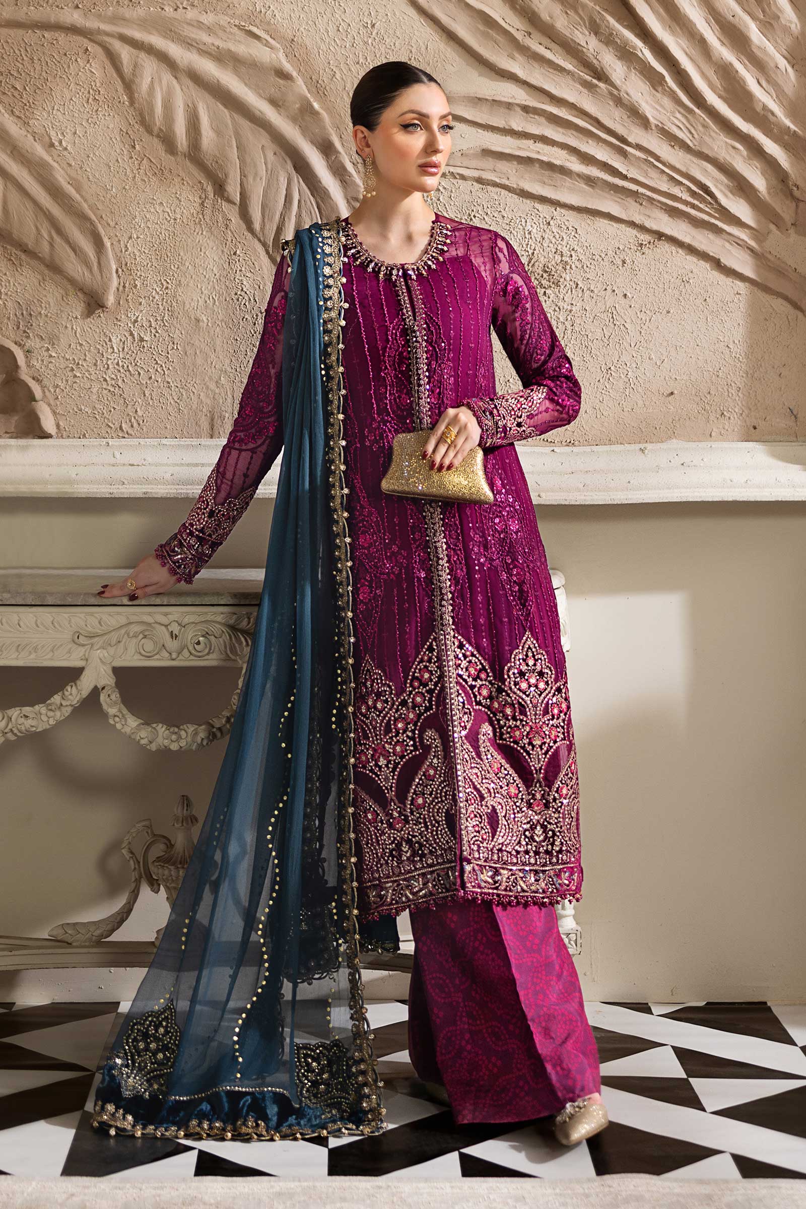 Maria B - Embroidered Chiffon Suit - 25-02
