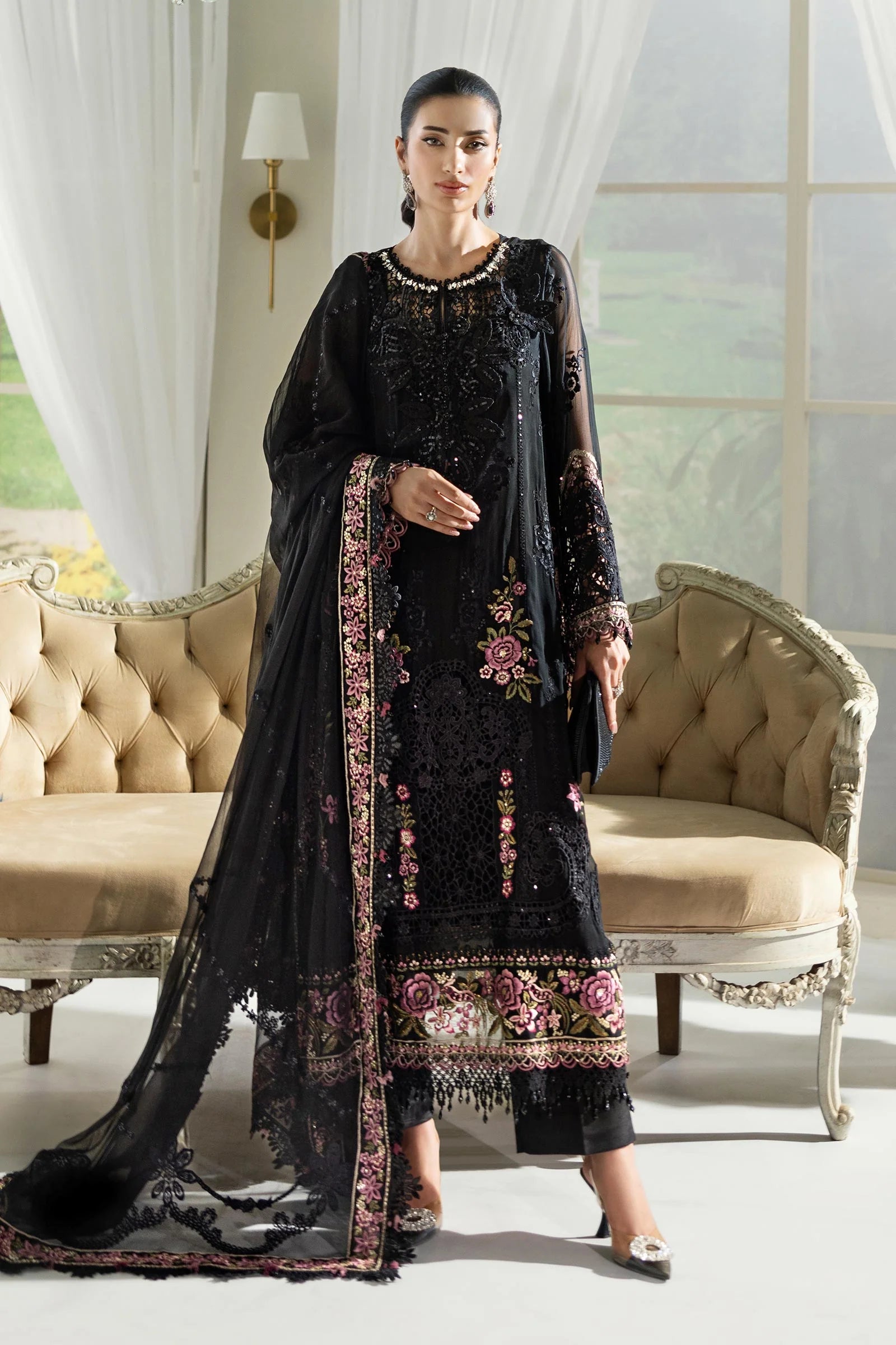 Maria B - Embroidered Chiffon Suit - 25-04