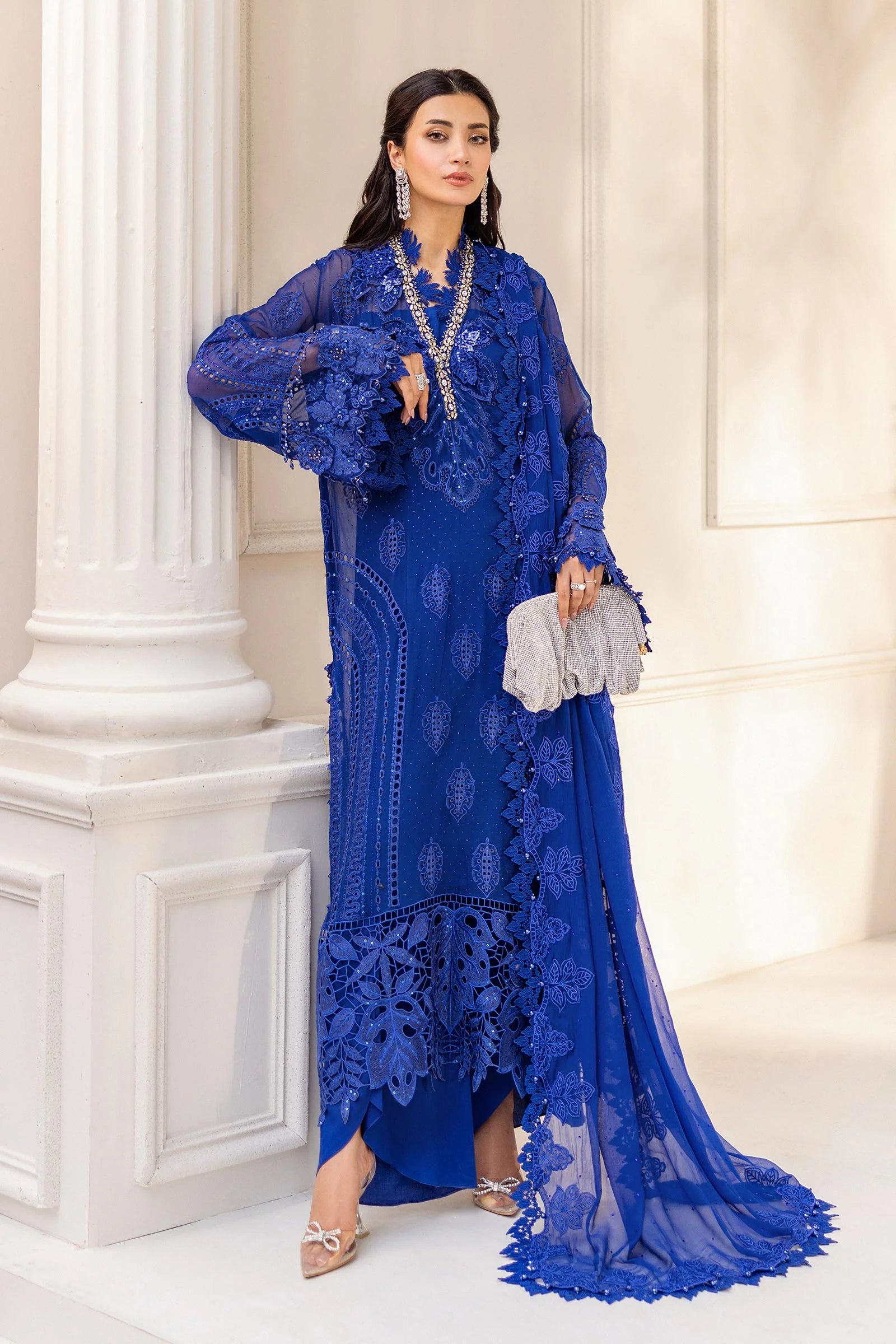 Maria B - Embroidered Chiffon Suit - 25-03