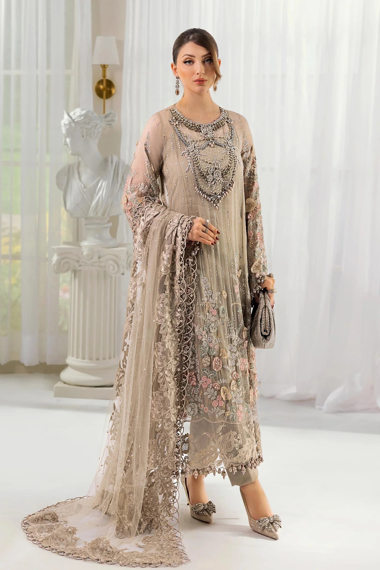 Maria B - Embroidered Chiffon Suit - 25-07