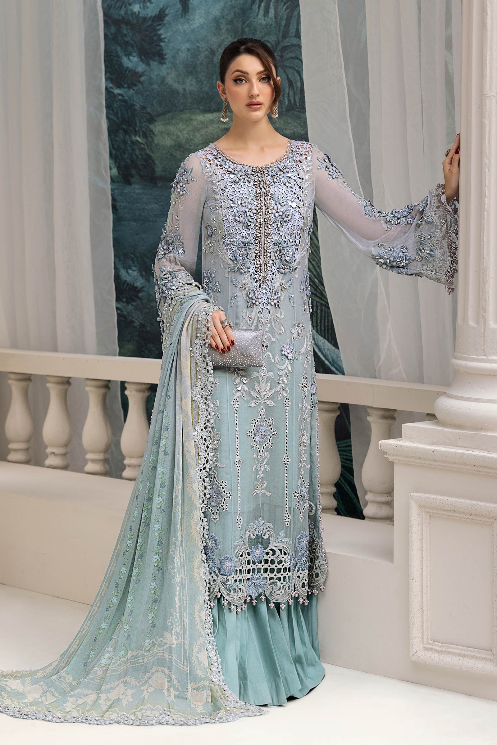 Maria B - Embroidered Chiffon Suit - 25-08