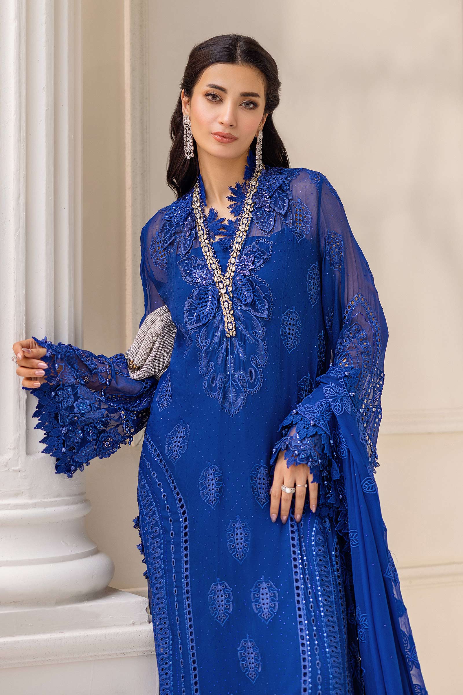 Maria B - Embroidered Chiffon Suit - 25-03