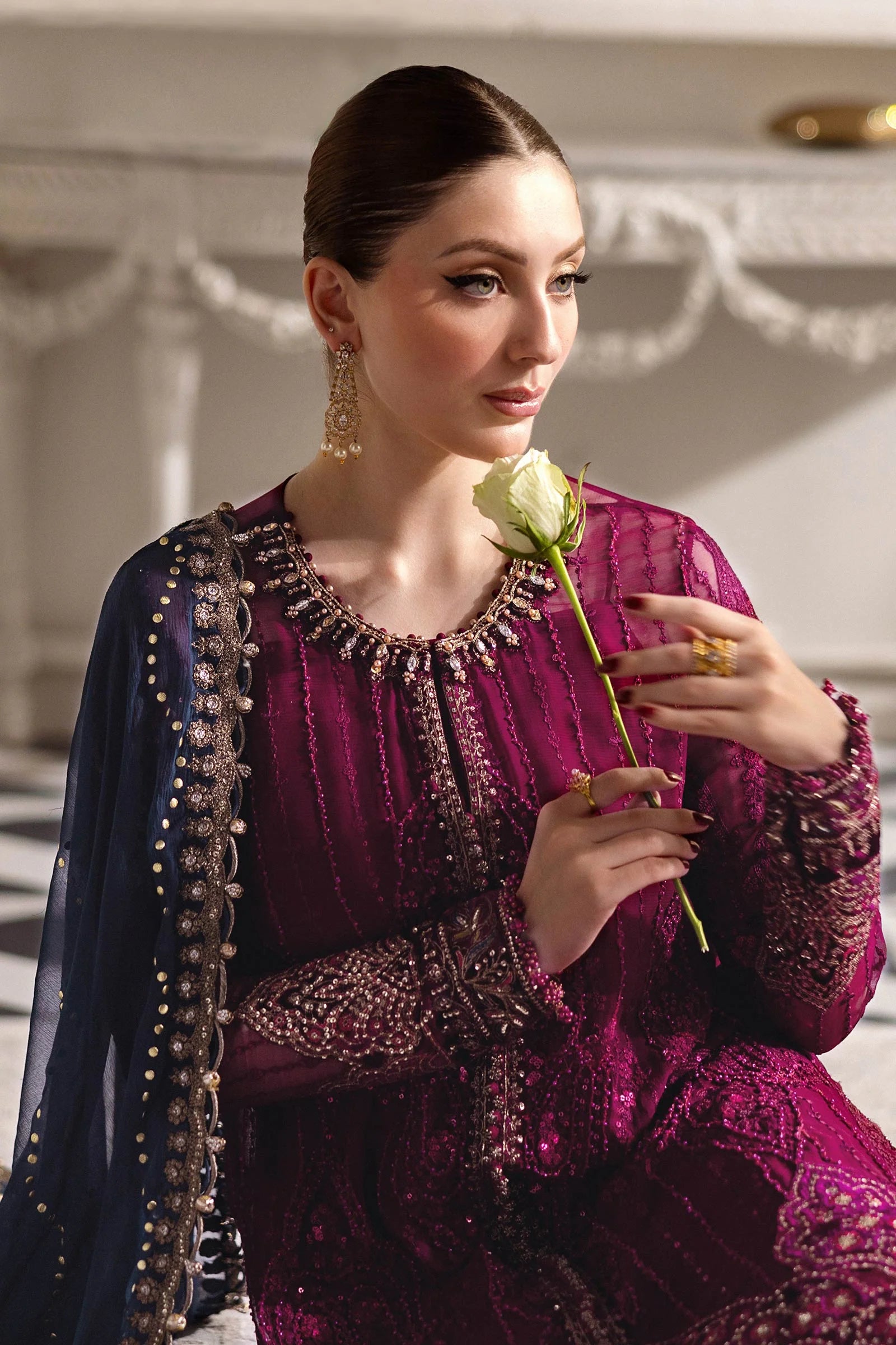 Maria B - Embroidered Chiffon Suit - 25-02