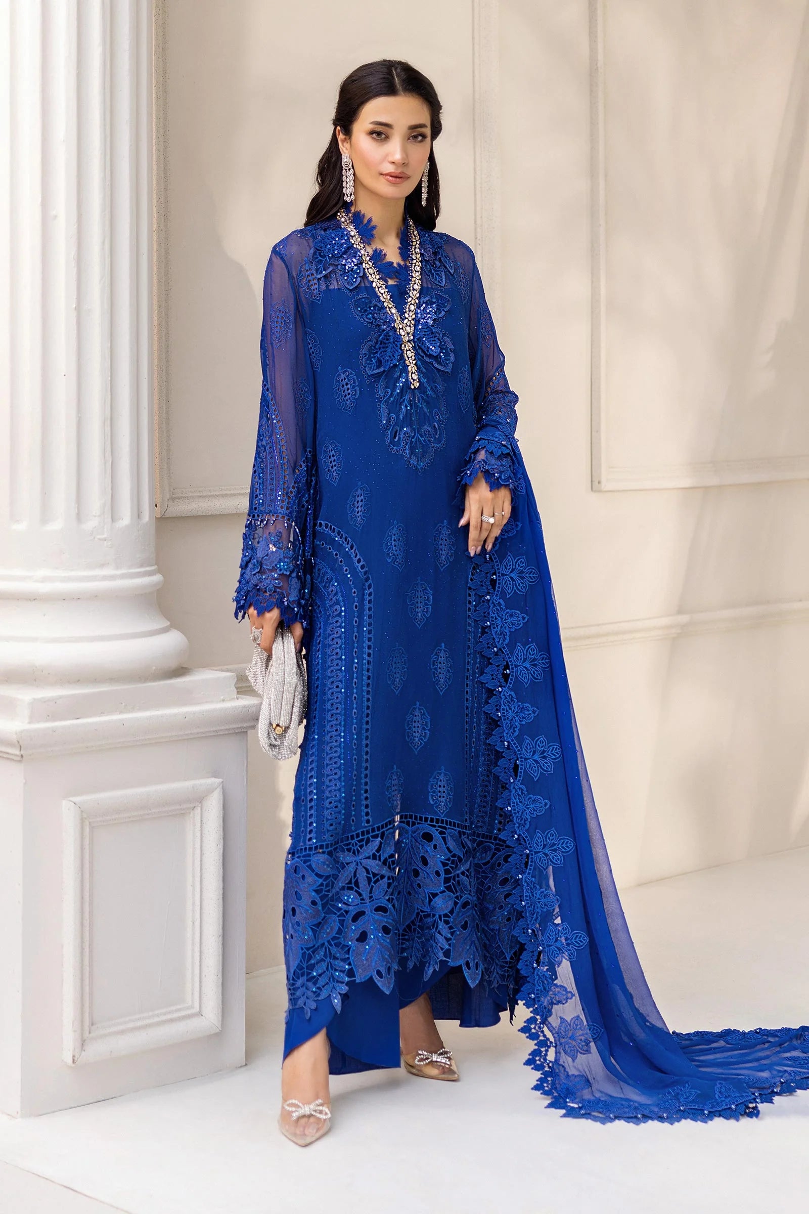 Maria B - Embroidered Chiffon Suit - 25-03