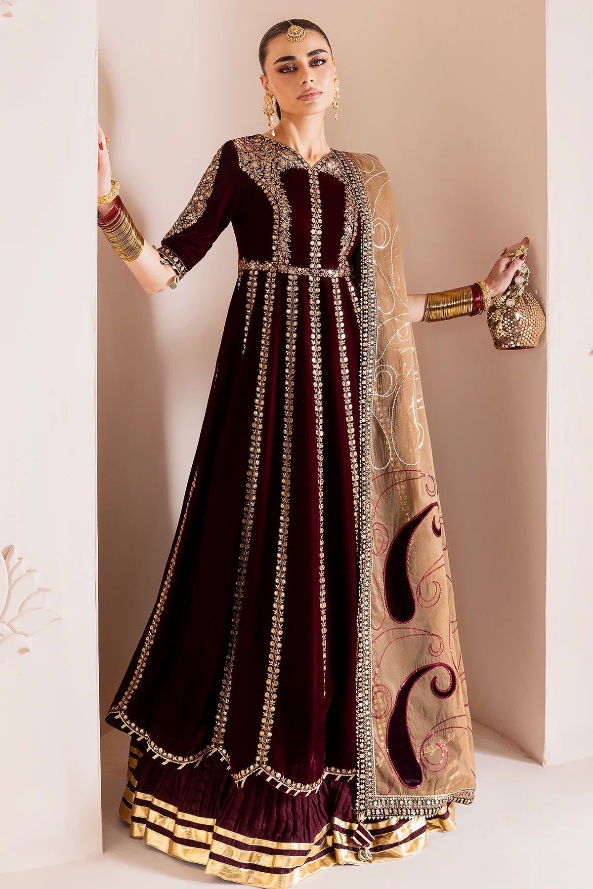 Embroidered Velvet Formal CVF D-12