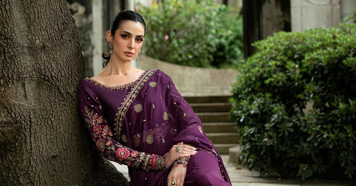 Embroidered Chiffon Saree-01