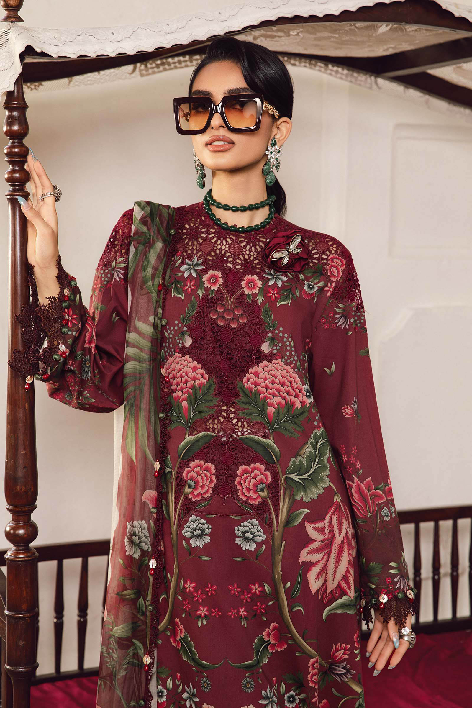 Embroidered Cambric Suit | MPT-2709-A